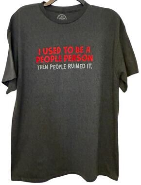 Odmart DOM People Person Tshirt Gray Short Sleeve Large